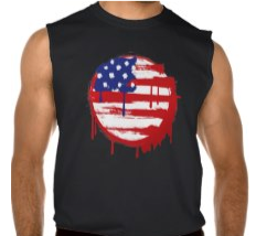 Sleeveless T-shirt with American Grunge Flag available at TxCowboyDancer Designs