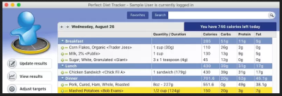 Screen shoot of "Perfect Diet Tracker"